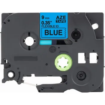 Pásek do tiskárny Kompatibilní páska s Brother TZ-FX521 / TZe-FX521, 9mm x 8m, flexi, černý tisk / modrý podklad