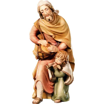 Vánoce Ornatis Pastýř s hudebními nástroji Provedení: Přírodní bez malování, Velikost stojících figur dospělých postav: 10 cm Dřevěná vyřezávaná socha Pastíře z hudebními nástroji