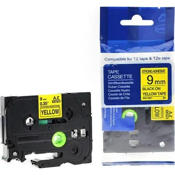 Pásek do tiskárny Kompatibilní páska s Brother TZ-S621/TZe-S621 9mm x 8m extr.adh. černý tisk/žlutý podklad