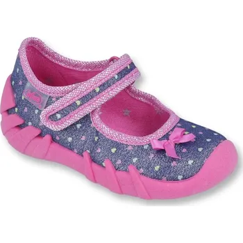 Dívčí baleríny Balerínky botičky bačkůrky Befado Speedy 109P194 modrorůžové s maličkými srdíčky velikost: 21
