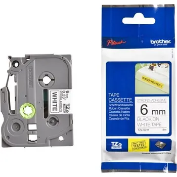 Pásek do tiskárny Kompatibilní páska s Brother TZ-S211/TZe-S211 6mm x 8m extr.adh. černý tisk/bílý podklad