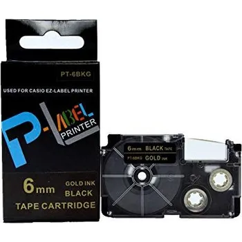 Pásek do tiskárny Kompatibilní páska s Casio XR-6BKG 6mm x 8m zlatý tisk / černý podklad