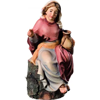 Vánoce Ornatis Pastýřka s vázou Provedení: Malovaná, Velikost stojících figur dospělých postav: 10 cm Dřevěná vyřezávaná socha Pastířky s vázou