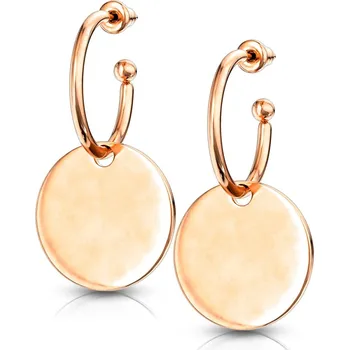 Šperk Šperky4U Zlacené ocelové náušnice kroužky s destičkou - OPN1074-RD