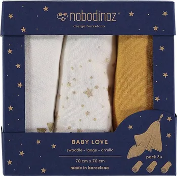 Zavinovačka Nobodinoz Zavinovací plenky 3 ks Baby Love Swaddles Yellow