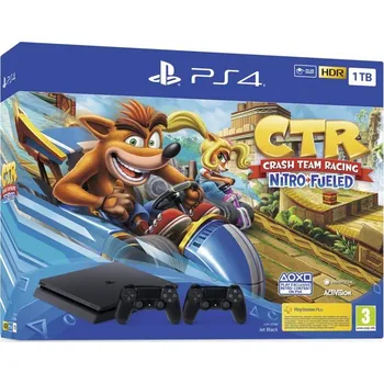 Sony PlayStation 4 Slim 1 TB, konzole černá + 2 ovladače + Crash Team Racing Herní konzole Sony PlayStation 4 Slim 1 TB, konzole černá + 2 ovladače + Crash Team Racing