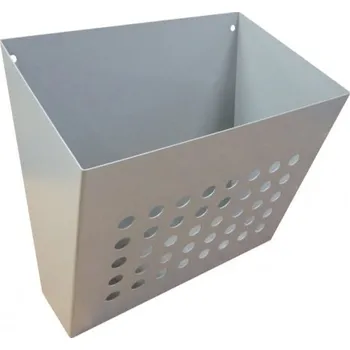 Poštovní schránka Nástěnný děrovaný košík (šířka 300 mm)- zásobník na prospekty, letáky, tiskoviny, reklamní tisk - lakovaný - RAL 7035 MAT. - SVĚTLE ŠEDÁ