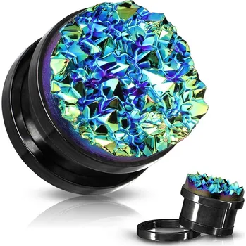 Šperk Šperky4U Ocelový plug do ucha - modré krystaly - PL01243-10