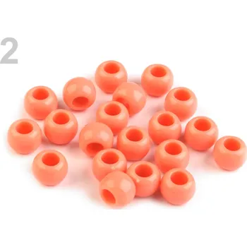 Dětské navlékací korálky Plastové korálky s velkým průvlekem 6x8 mm 200752 (10 ks) - 2 lososová