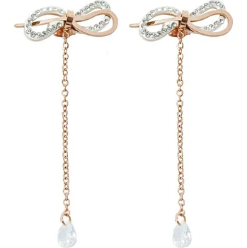 Náušnice Náušnice visací mašle se zirkony rose gold S837100