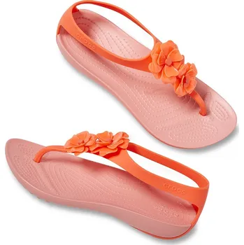 Dámské žabky Crocs Serena Embellish Flip W 205600-6PT Bright Coral/Melon 37-38