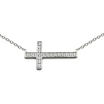 Náhrdelník Dámský náhrdelník křížek se zirkony z chirurgické oceli S807105