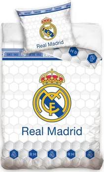 Ložní povlečení Carbotex Real Madrid Colmenas bílé/modré 140 x 200, 70 x 90 cm zipový uzávěr