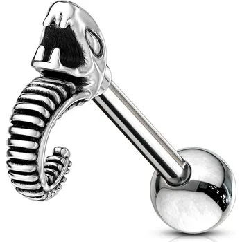 Piercing Piercingate Činka do ucha - had PNC00110 - Délka tyčky: 6 mm, Kuličky: 4 mm, Průměr tyčky: 1,2 mm