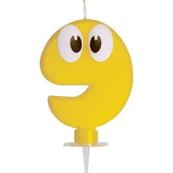 Svíčka Číslová svíčka se stojánkem "9" 80mm (1ks)