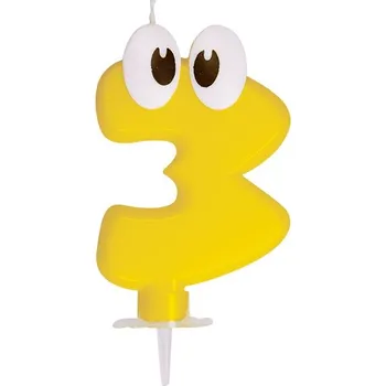 Svíčka Číslová svíčka se stojánkem "3" 80mm (1ks)