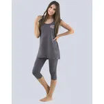 Gina Pyžamo 3/4 dámské 19078P Barva/Velikost: tm. šedá, pleťová / S