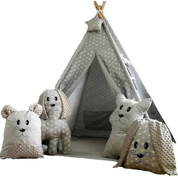 Dětský stan MAXMAX Dětský stan TEEPEE (TÝPÍ) EXCLUSIVE s doplňky - ŠEDÝ