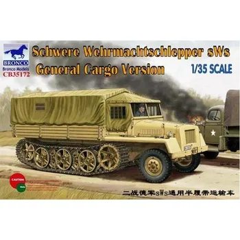 Plastikový model Bronco 1/35 Schwere Wehrmachtschlepper sWs General Cargo Version