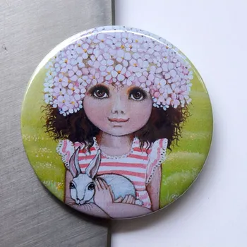 Dekorativní magnet Zuzana Honsová Holčička s králíčkem magnet 56 mm