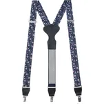 Pánské šle Avantgard - modré - pudrové květy, černá kůže