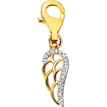 Přívěsek Zlatý přívěsek Charms s diamanty - křídlo - 0,01 ct - ryzost 585 - 110.269