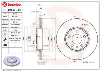 Brzdový kotouč Brembo 09.8937.11