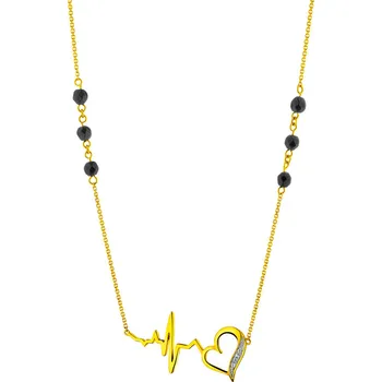 Náhrdelník Náhrdelník ze žlutého zlata s diamanty a acháty - EKG srdce - ryzost 585 - 110.413