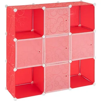 Úložný box Úsporný zásuvný plastový regál - 108 x 110 x 37 cm, červený