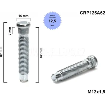 Kolový svorník šteft M12x1,5x62 tisícihran průměr 12,4mm, CRP124A62