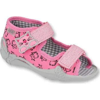 Dívčí bačkory Bačkůrky papučky sandálky Befado Papi 242P103 růžové s kočičkami velikost: 18