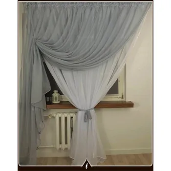 Voálová záclona hotová EDNA - hotová záclona. (Voálová záclona s dekorativní stuhou na zavázání.)