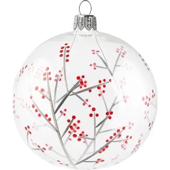 Baňka čirá s větvičkami cesmíny