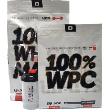 Protein HiTec Nutrition BS Blade gainer 6000 g + BS Blade whey protein WPC 1.8kg + šejkr hitec - vanilka