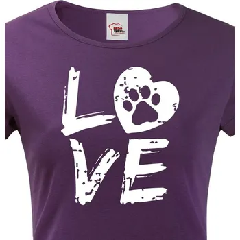 Dámské tričko Dámské tričko Dog Love, Barva Fialová Bezvatriko.cz 1
