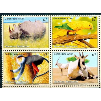 Poštovní známka (1995) MiNr. 180 - 183 ** 4-bl - OSN Vídeň - Ohrožené druhy (III): fauna