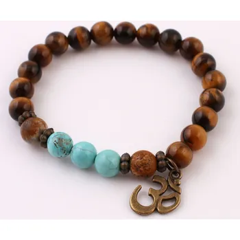 Souprava šperků Náramek OHM tygří oko a tyrkys