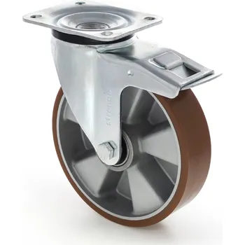 Pojezdové kolečko Strongo Kolečko s polyuretanovým běhounem 160 mm, otočné s brzdou