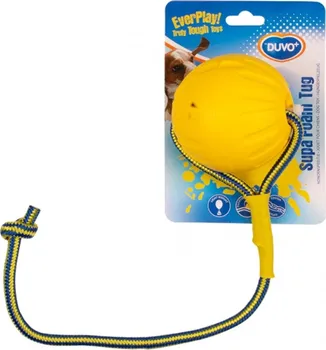 Hračka pro psa Duvo+ míček s provázkem žlutý 10 cm