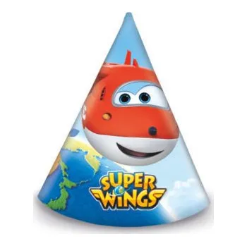 Party dekorace Super Wings party čepičky, 20 cm, 6 ks