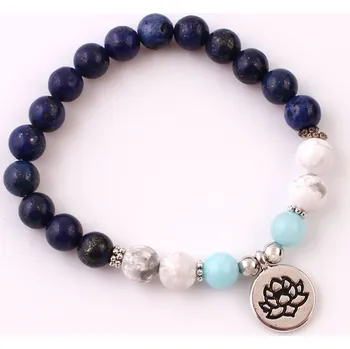 Souprava šperků Náramek Lotosový květ sodalit a howlite