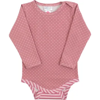 Kojenecké oblečení fialkové bavlněné bodýčko s puntíky