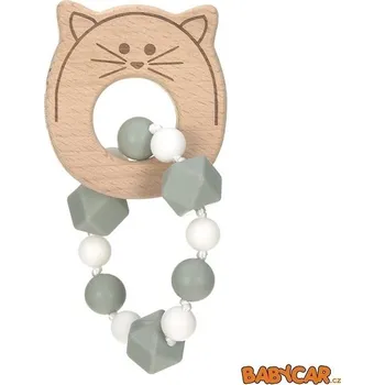 Hračka pro kojence LÄSSIG kousátko TEETHER BRACELET WOOD/SILICONE Little Chums Cat DOPRODEJ!