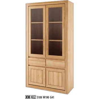 Obývací pokoj ImportWorld Vitrína Tina masiv buk v190 x š100 x h41 cm (Barva dřeva: Šedá)