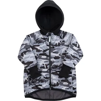 Chlapecká bunda šedá softshellová bunda s maskáčovým vzorem