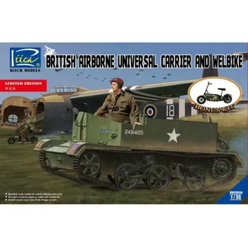 Plastikový model Riich models 1/35 British Airborne Universal Carrier and welbike Limited Edition