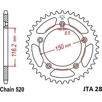 Řetězová sada pro motocykl JT-Sprockets JTA28-41 řetězová rozeta zadní duralová