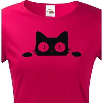 Dámské tričko Dámské tričko s vykukující kočkou, Barva Sorbet, Velikost 2XL, Canvas Dámské tričko s krátkým rukávem Bezvatriko.cz 1