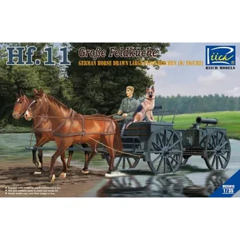 Plastikový model Riich models 1/35 Hf.11 Große Feldküche German Horse Drawn Hf.11 Large Field Kitchen w/ Figure
