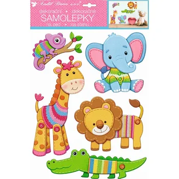 Samolepící dekorace Samolepky na zeď 3D zvířátka Zoo 35 x 27 cm